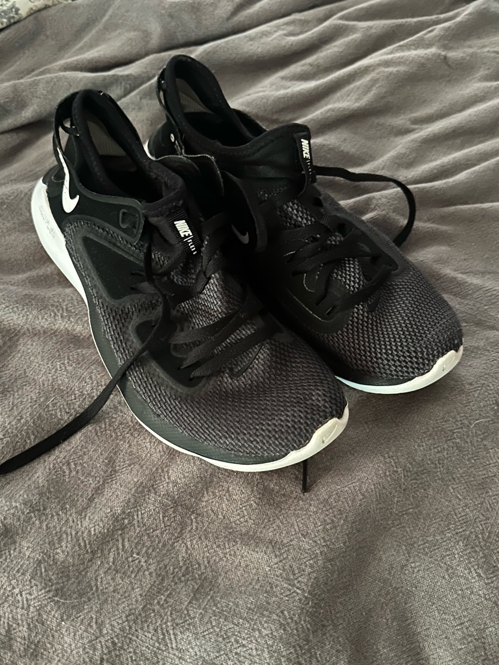Nike Flex Black and White Athletic Sneakers